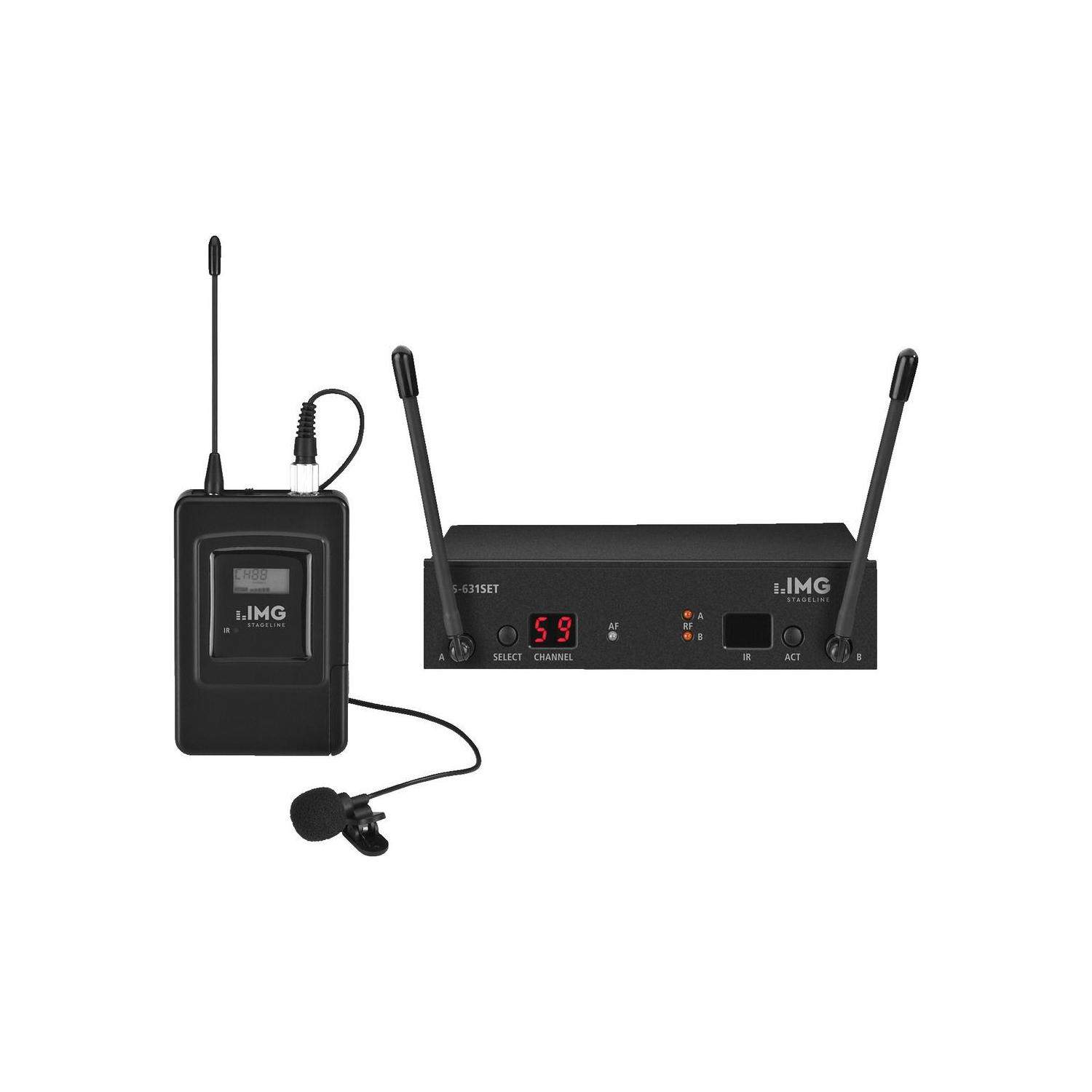 IMG StageLine TXS-631SET | Zestaw bezprzewodowy z mikrofonem krawatowym, wieloczęstotliwościowy, UHF 863-865 MHz IMG Stageline -