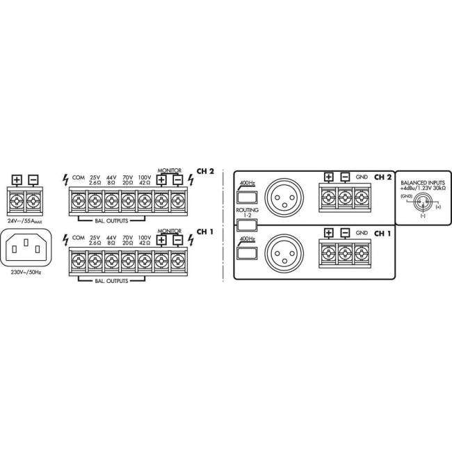 Monacor PA-2240 | Wzmacniacz, końcówka mocy PA, 2 x 240 W RMS Monacor - 3