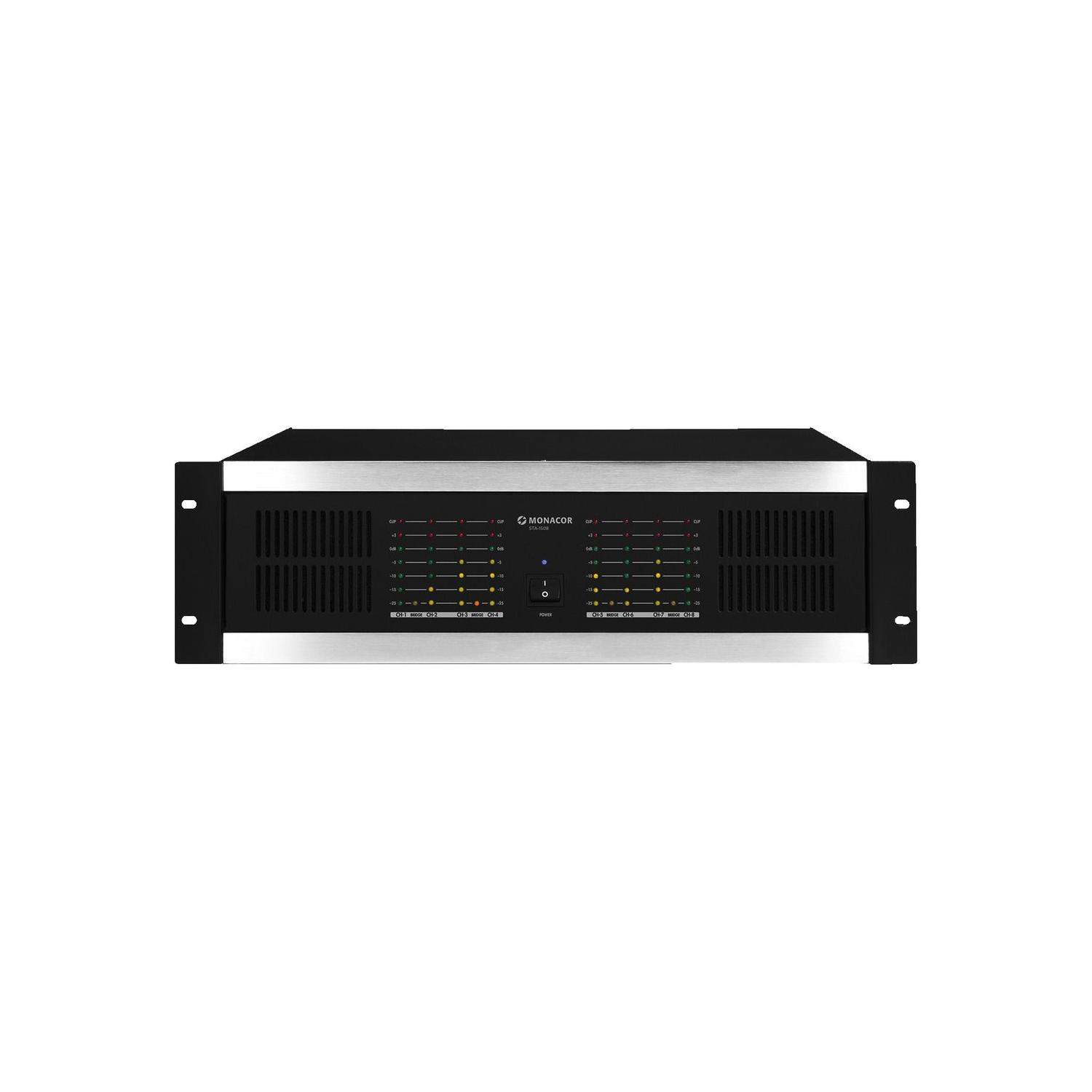 Monacor STA-1508 | 8-kanałowy wzmacniacz, końcówka mocy, wbudowany limiter, 8 x 160 W Monacor - 1
