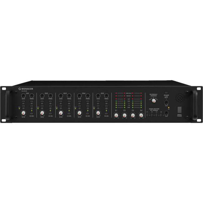 Monacor PA-40120 | 4-strefowy matrycowy wzmacniacz PA, 4 x 120 W, mono Monacor - 1