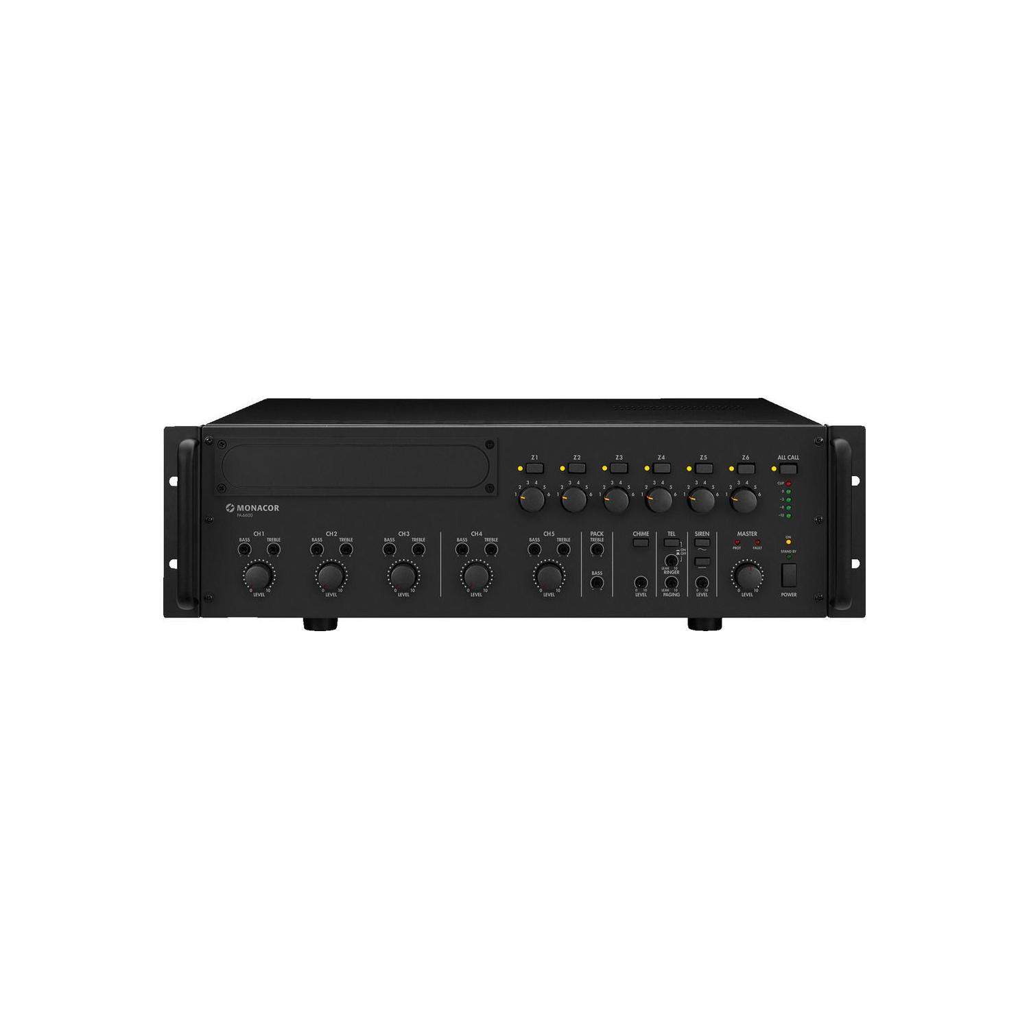 Monacor PA-6600 | 6-strefowy wzmacniacz miksujący, mono, 600 W RMS Monacor - 1