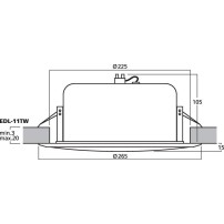 Monacor EDL-11TW | Głośnik sufitowy 9" 100V Biały, pokrywa przeciwogniowa, dodatkowy tweeter Monacor - 3