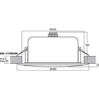 Monacor EDL-11TW/SW | Głośnik sufitowy 9" 100V Czarny, pokrywa przeciwogniowa, dodatkowy tweeter Monacor - 3