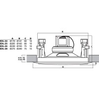 Monacor EDL-28 | Głośnik sufitowy 8" 100V Biały, transformator audio z odczepami, tworzywo ABS samogasnące, norma UL 94 V0 Monac
