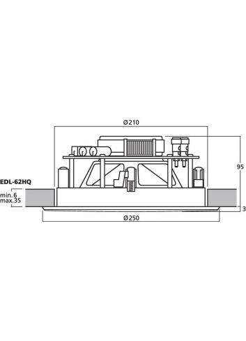Monacor EDL-62HQ | Głośnik sufitowy 6.5" 100V Biały, 2-drożny, koaksjalny Monacor - 4