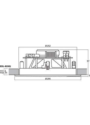 Monacor EDL-82HQ | Głośnik sufitowy 8" 100V lub 8 Ohm Biały, 2-drożny, koaksjalny, Monacor - 4