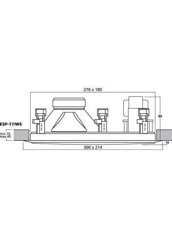 Monacor ESP-17/WS | Głośnik sufitowy 5" 100V Biały, tworzywo ABS samogasnące, norma UL 94 V0, wersja dwudrożna, Monacor - 4