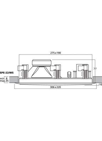 Monacor SPE-22/WS | Głośnik sufitowy 6.5" 8Ohm Biały, tworzywo ABS, samogasnące, norma UL 94 V-0 Monacor - 4