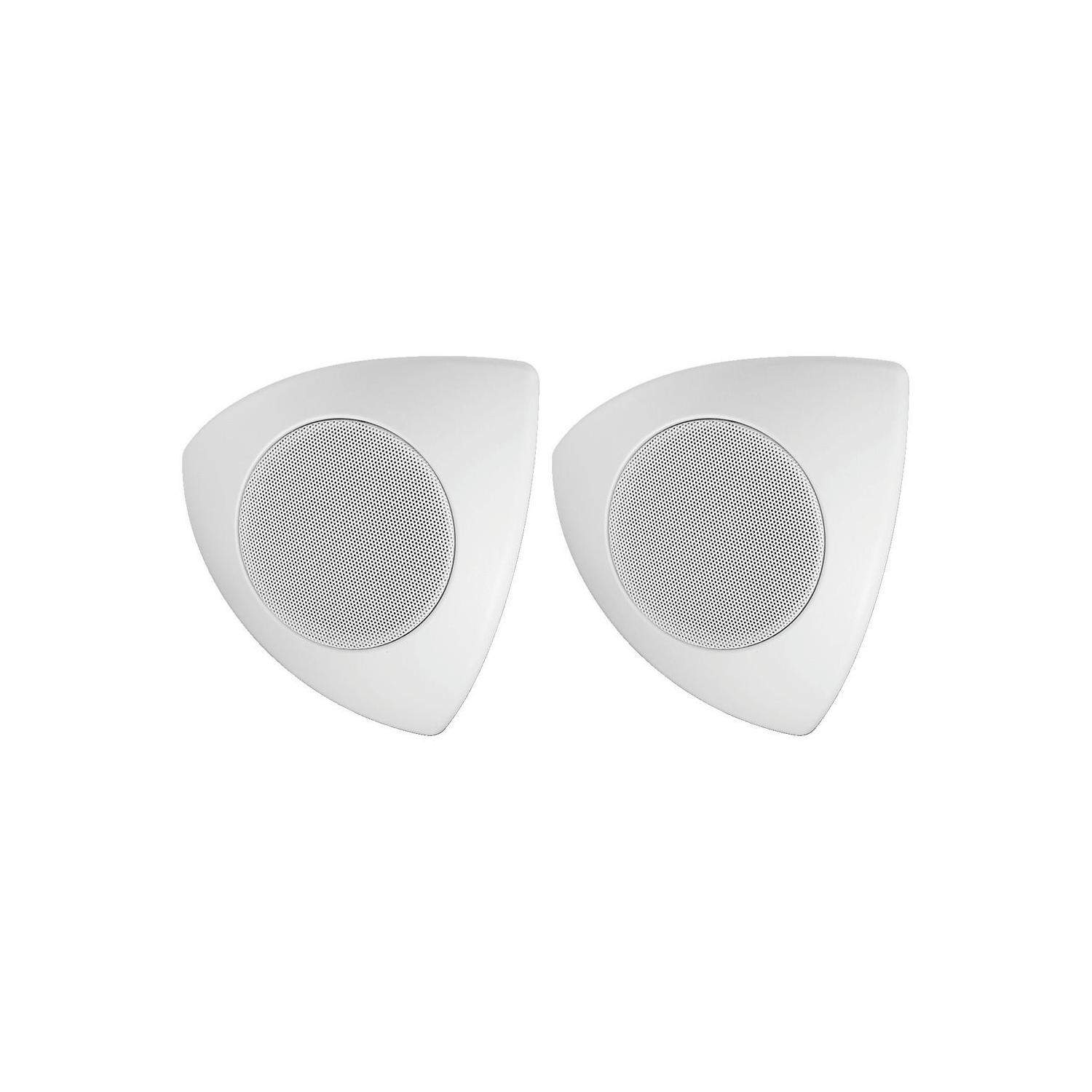 Monacor MKS-48/WS | Para pasywnych kolumn głośnikowych do montażu ściennego, sufitowego i narożnikowego, 2 x 15 W RMS, 8 Ohm Mon
