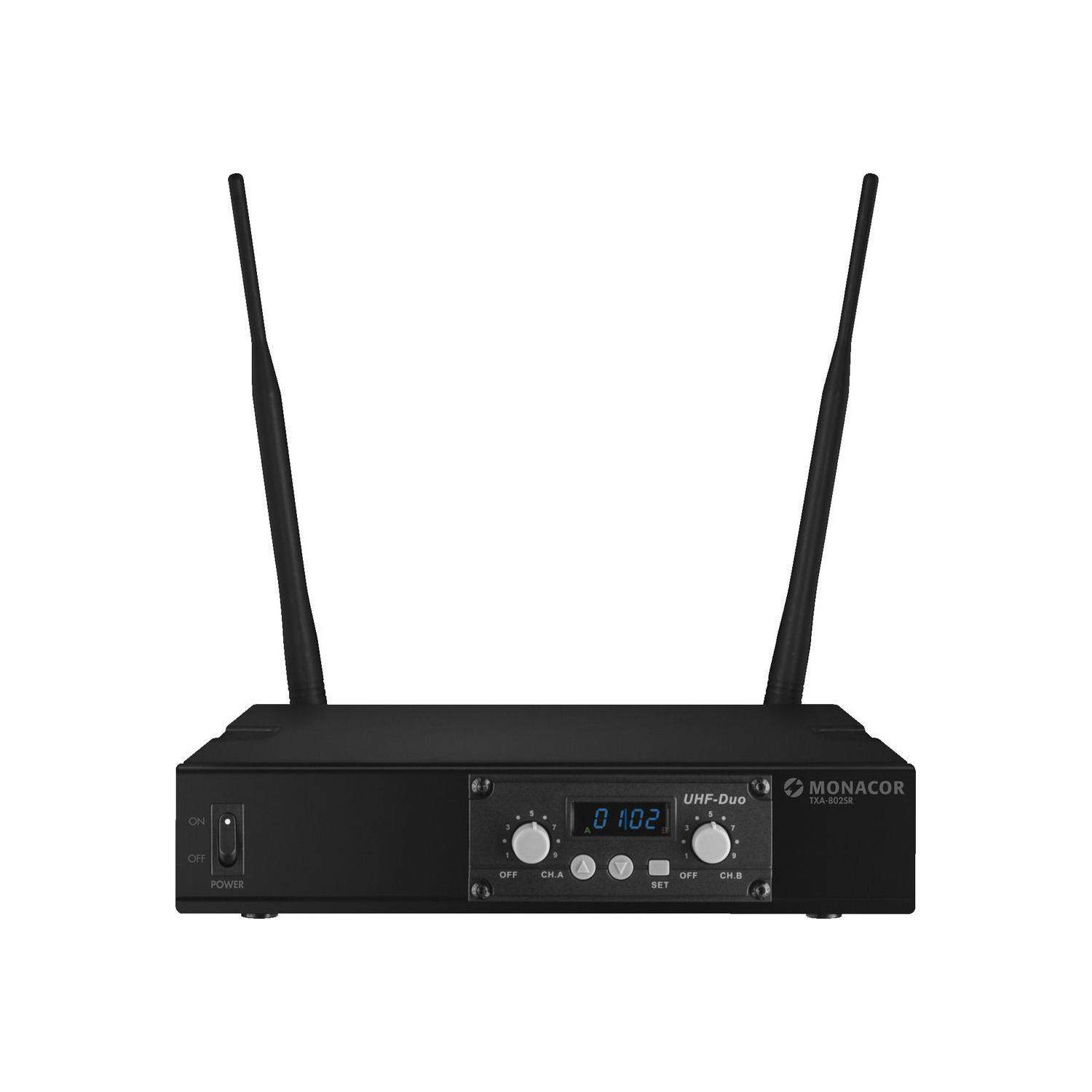 Monacor TXA-802SR | Podwójny odbiornik wieloczęstotliwościowy, w technologii UHF PLL Monacor - 1
