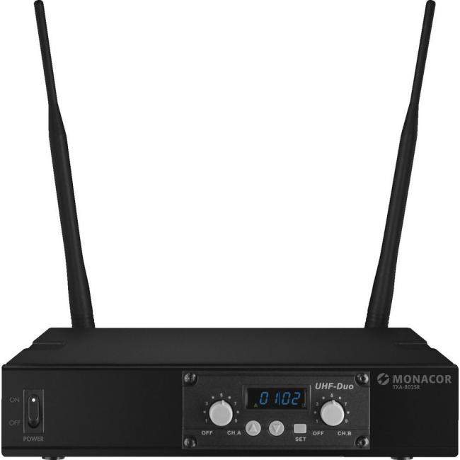 Monacor TXA-802SR | Podwójny odbiornik wieloczęstotliwościowy, w technologii UHF PLL Monacor - 1