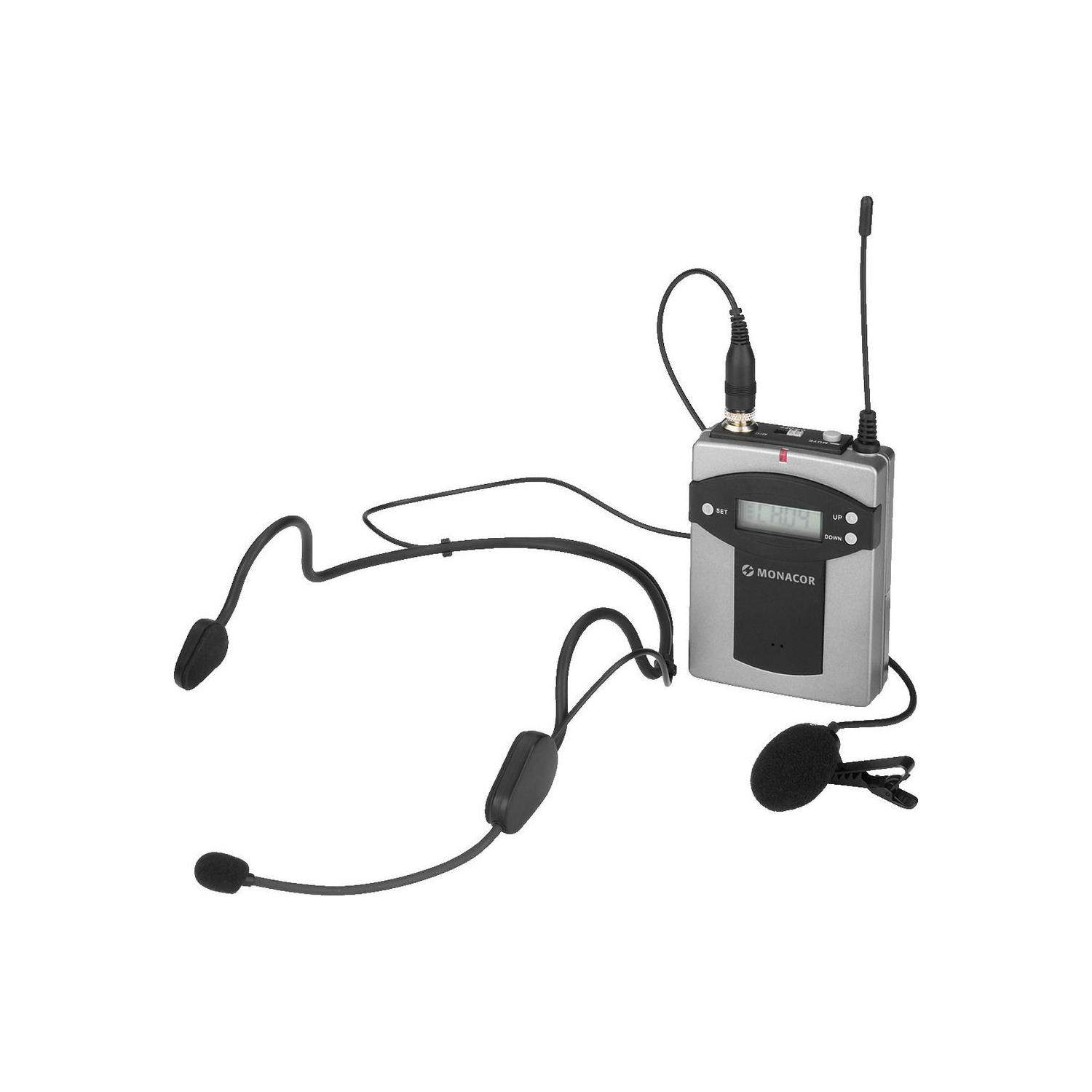 Monacor TXA-800HSE | Wieloczęstotliwościowy nadajnik kieszonkowy z mikrofonami Monacor - 1