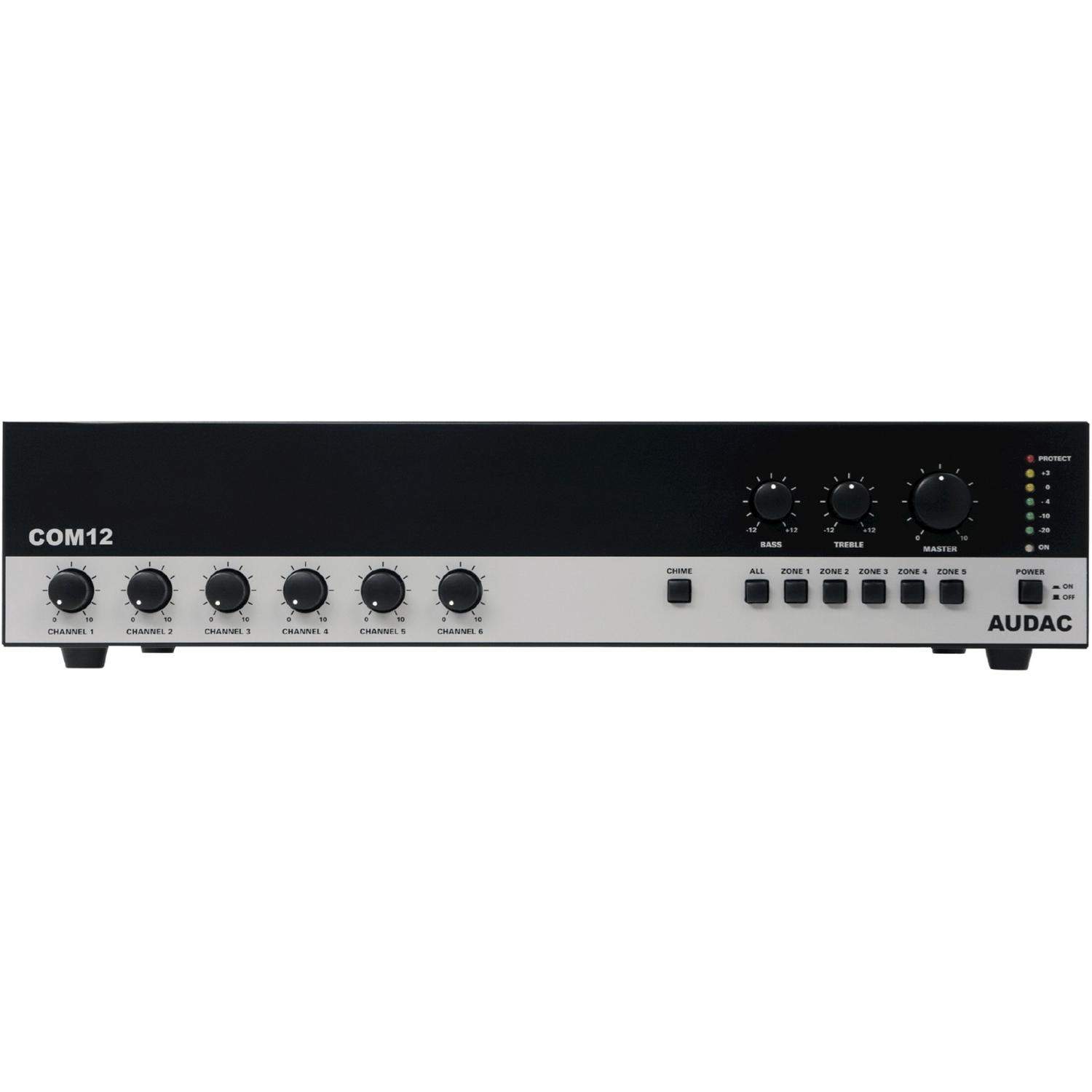 AUDAC COM12MK2 | 5-strefowy instalacyjny wzmacniacz miksujący, 1 x 120 W, 4 Ohm / 100V, klasa AB AUDAC - 1