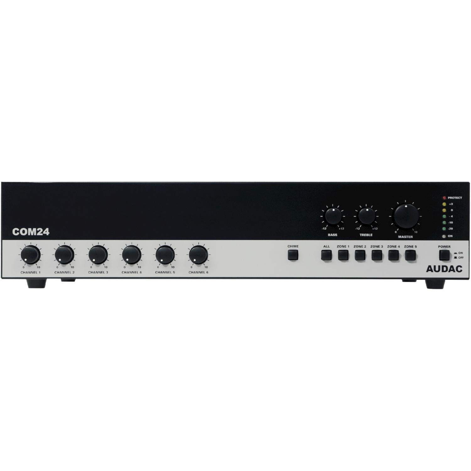 AUDAC COM24MK2 | 5-strefowy instalacyjny wzmacniacz miksujący, 1 x 240 W, 4 Ohm / 100V, klasa D AUDAC - 1
