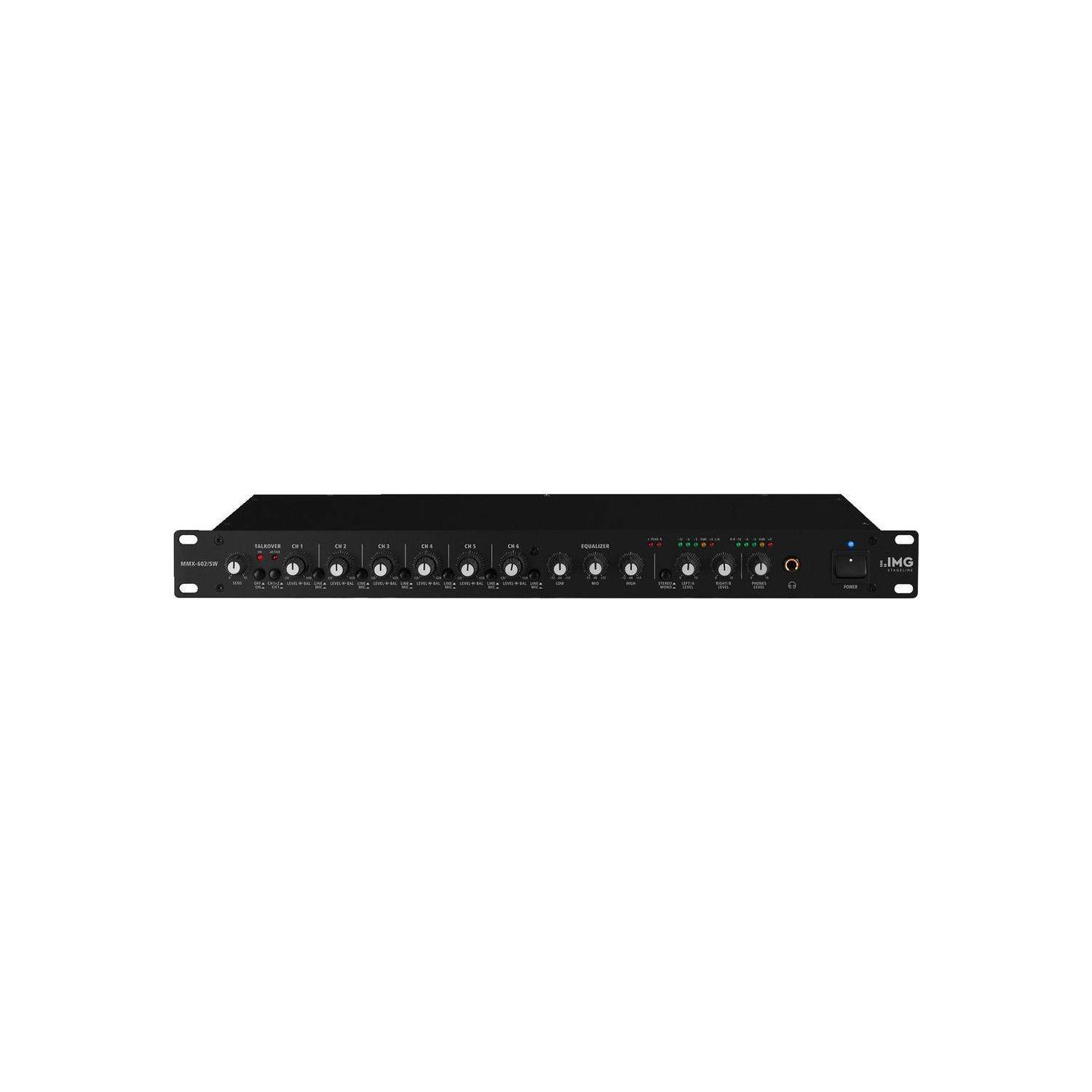IMG Stageline MMX-602/SW | Analogowy mikser audio, 6-kanałowy, Rack 19", 1U, 3-punktowa korekcja IMG Stageline - 1