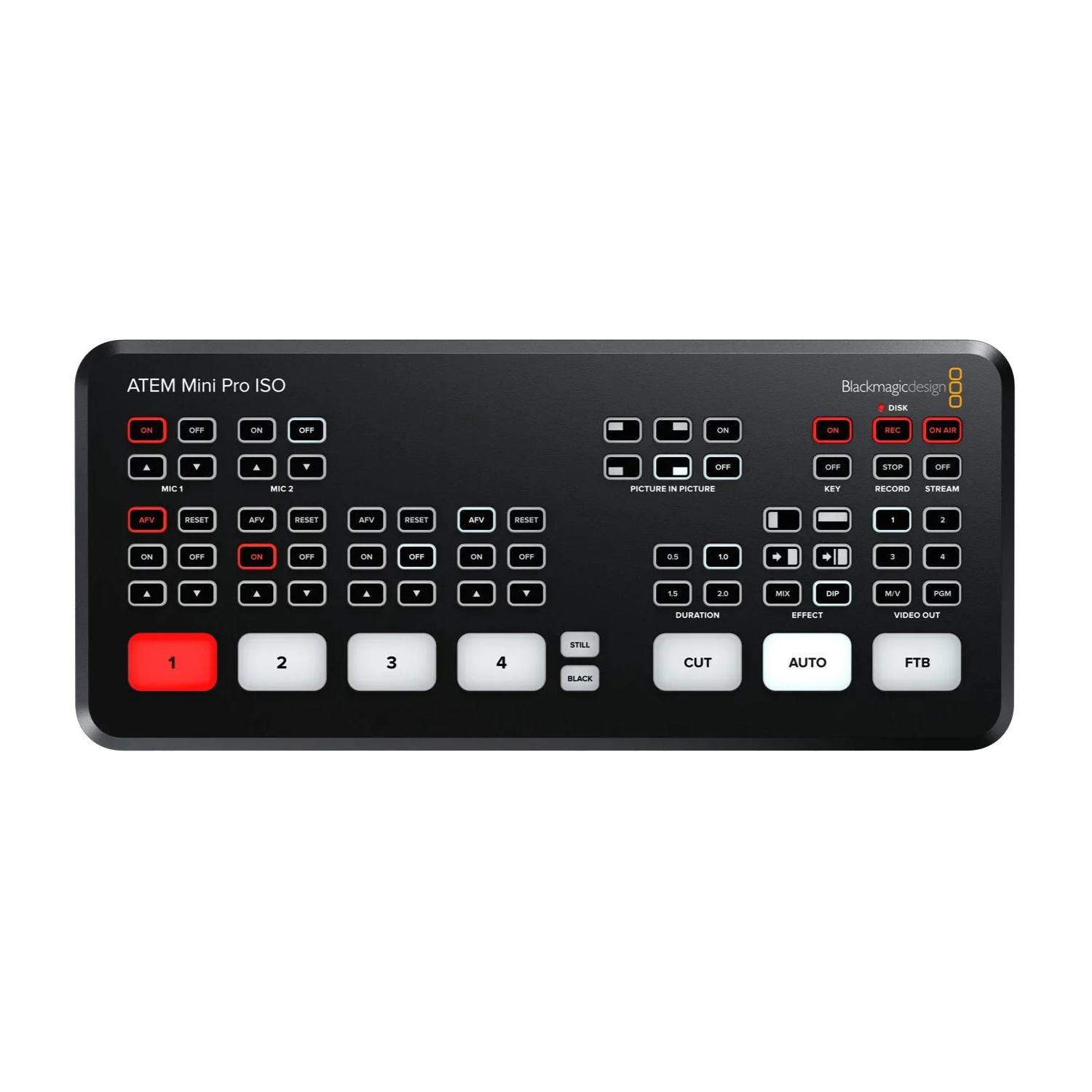 Blackmagic Design ATEM Mini Pro ISO | Mikser wideo 1080p, 4 kanały, streaming, rekorder, Multiviewer Blackmagic Design - 1