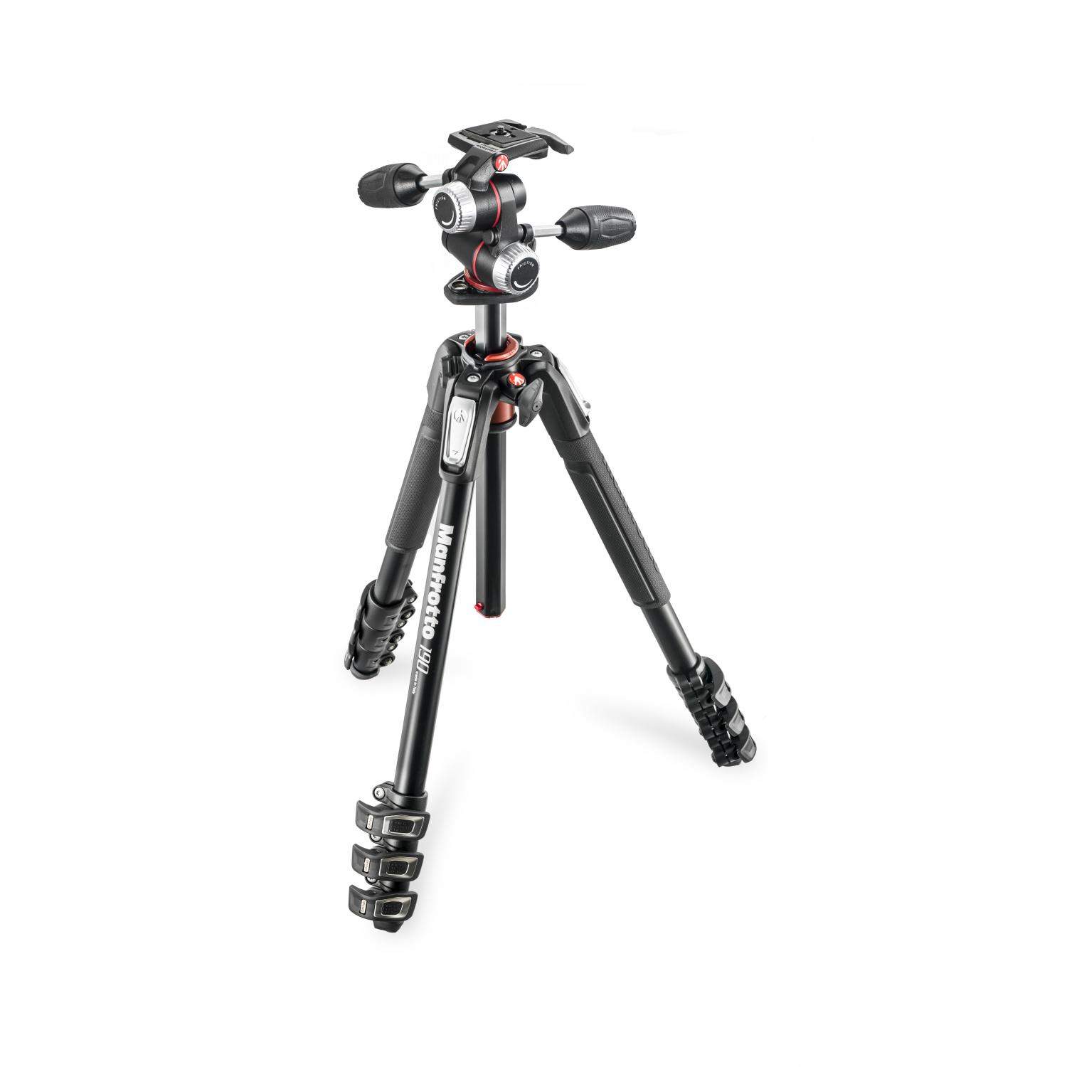 Manfrotto MK190XPRO4-3W | Aluminiowy statyw 190XPRO z głowicą 3W i kolumną przesuwną, udźwig do 12 kg, wysokość do 173 cm Manfro