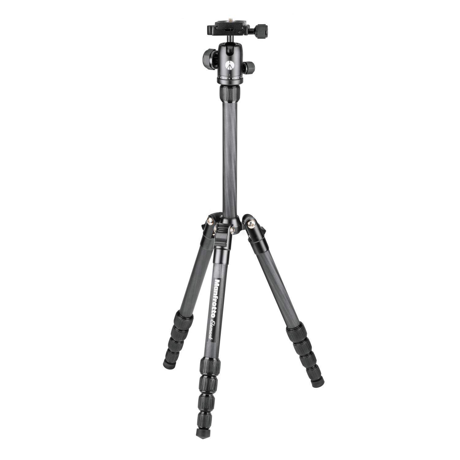Manfrotto MKELES5CF-BH | Karbonowy statyw Element Traveller Carbon z głowicą kulową i kolumną, udźwig do 4 kg, wysokość do 143cm