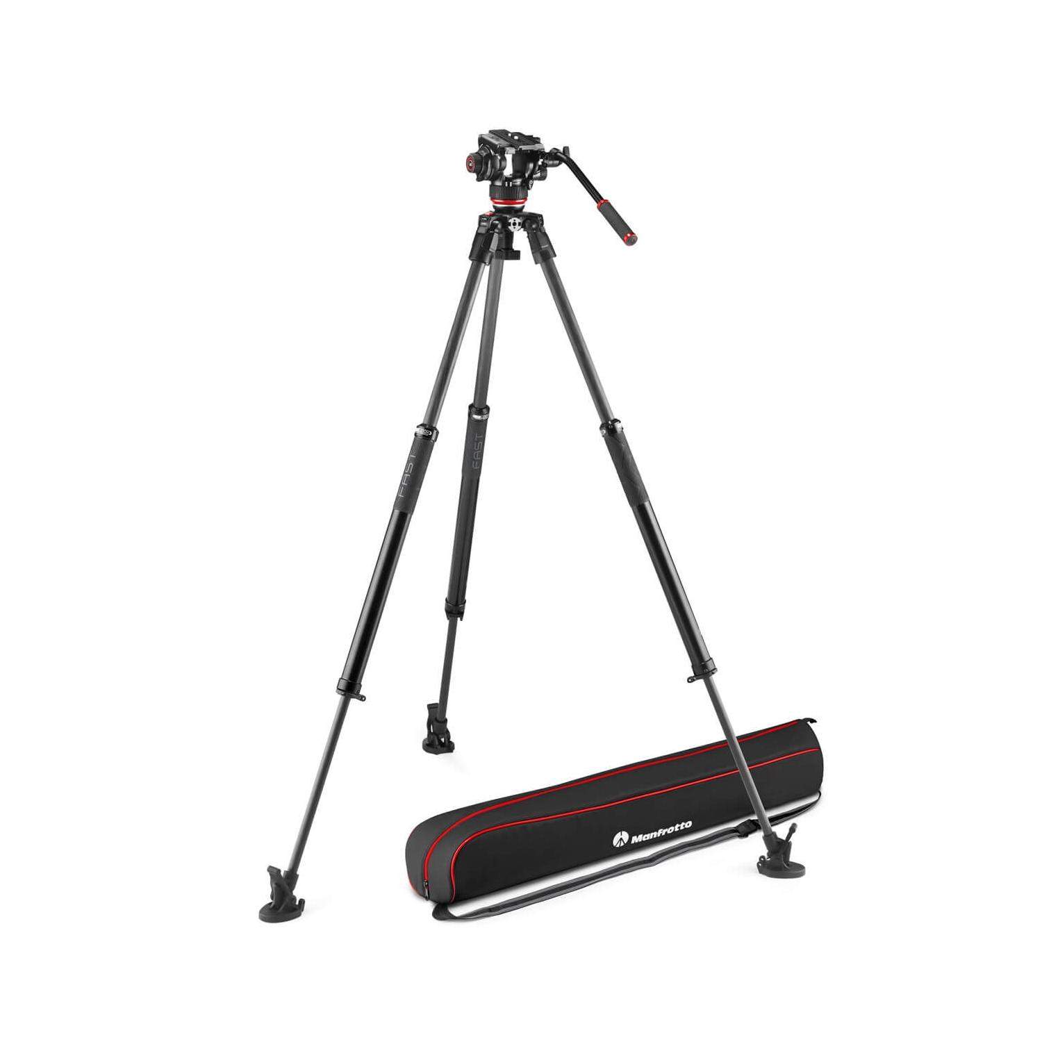 Manfrotto MVK504XSNGFC | Karbonowy statyw wideo 635 Single Fast Carbon z głowicą MVH504XAH, udźwig do 12 kg, wysokość do 171 cm 