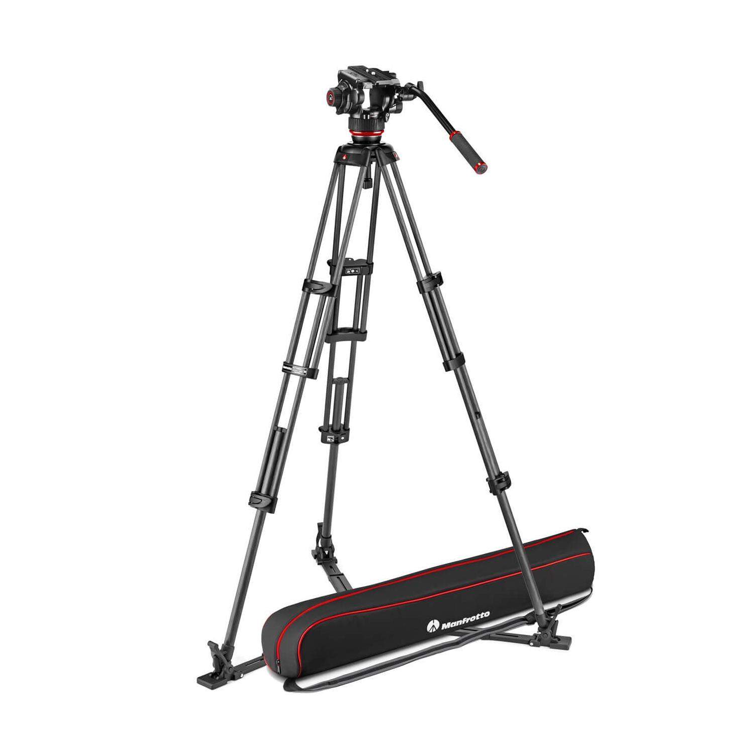 Manfrotto MVK504XTWINGC | Karbonowy statyw wideo Twin Carbon z głowicą wideo MVH504XAH, udźwig do 12 kg, wysokość do 175 cm Manf