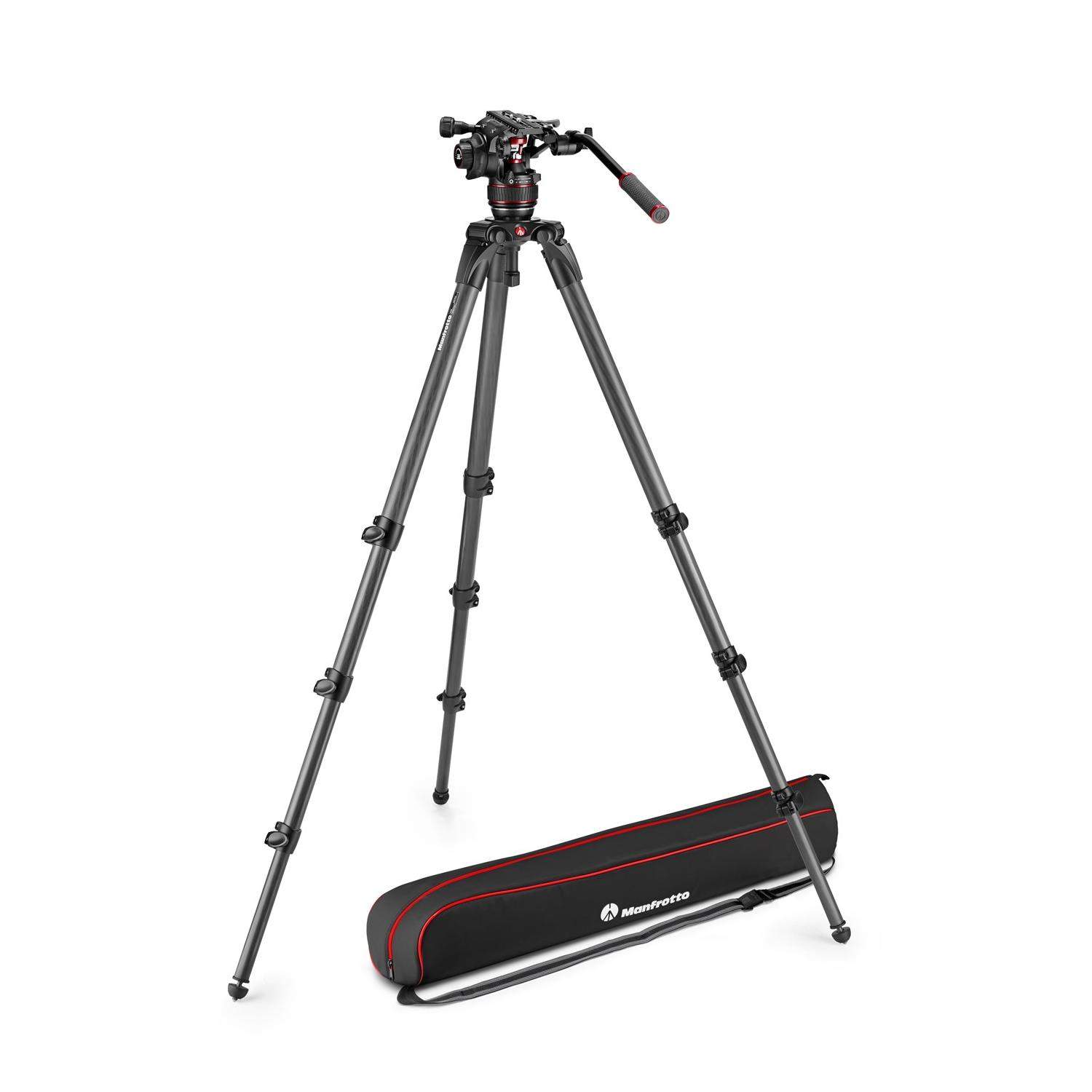 Manfrotto MVK608CTALL | Karbonowy statyw wideo 536 MPRO Carbon z głowicą MVH608AH, udźwig do 14 kg, wysokość do 218 cm Manfrotto