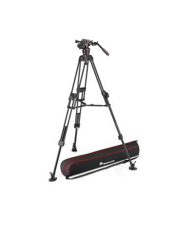 Manfrotto MVK608TWINFA | Aluminiowy statyw wideo 645 Twin Fast Alu z głowicą MVH608AH, udźwig do 14 kg, wysokość do 173 cm Manfr