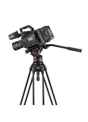 Manfrotto MVK608TWINFA | Aluminiowy statyw wideo 645 Twin Fast Alu z głowicą MVH608AH, udźwig do 14 kg, wysokość do 173 cm Manfr