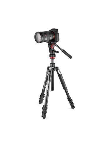 Manfrotto MVKBFRL-LIVE | Aluminiowy statyw wideo BeFree Live Lever z głowicą Live Fluid, udźwig do 4 kg, wysokość do 151 cm Manf