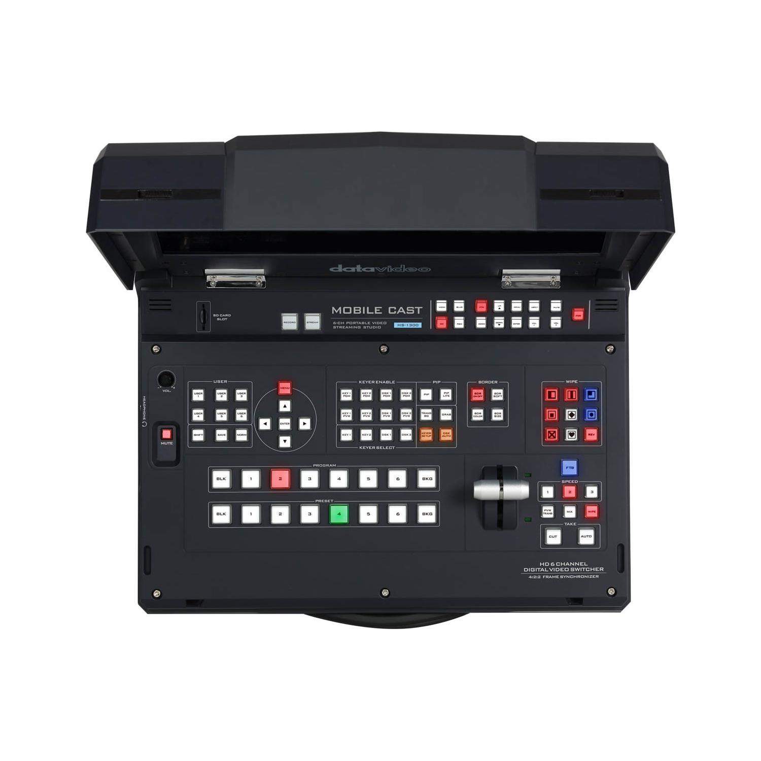 Datavideo HS-1300 | 6-kanałowy mikser wideo z możliwością streamingu, rejestracji i wbudowanym ekranem 17" Datavideo - 3