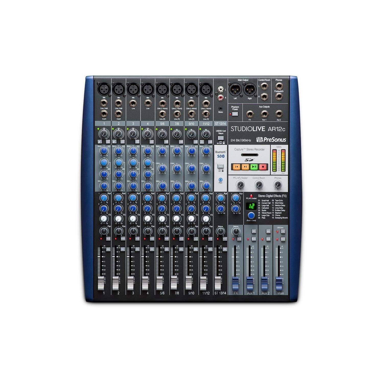 PreSonus StudioLive AR12C | 14-kanałowy mikser z interfejsem audio USB, Bluetooth 5.0 i rejestracją na karty SD PreSonus - 1