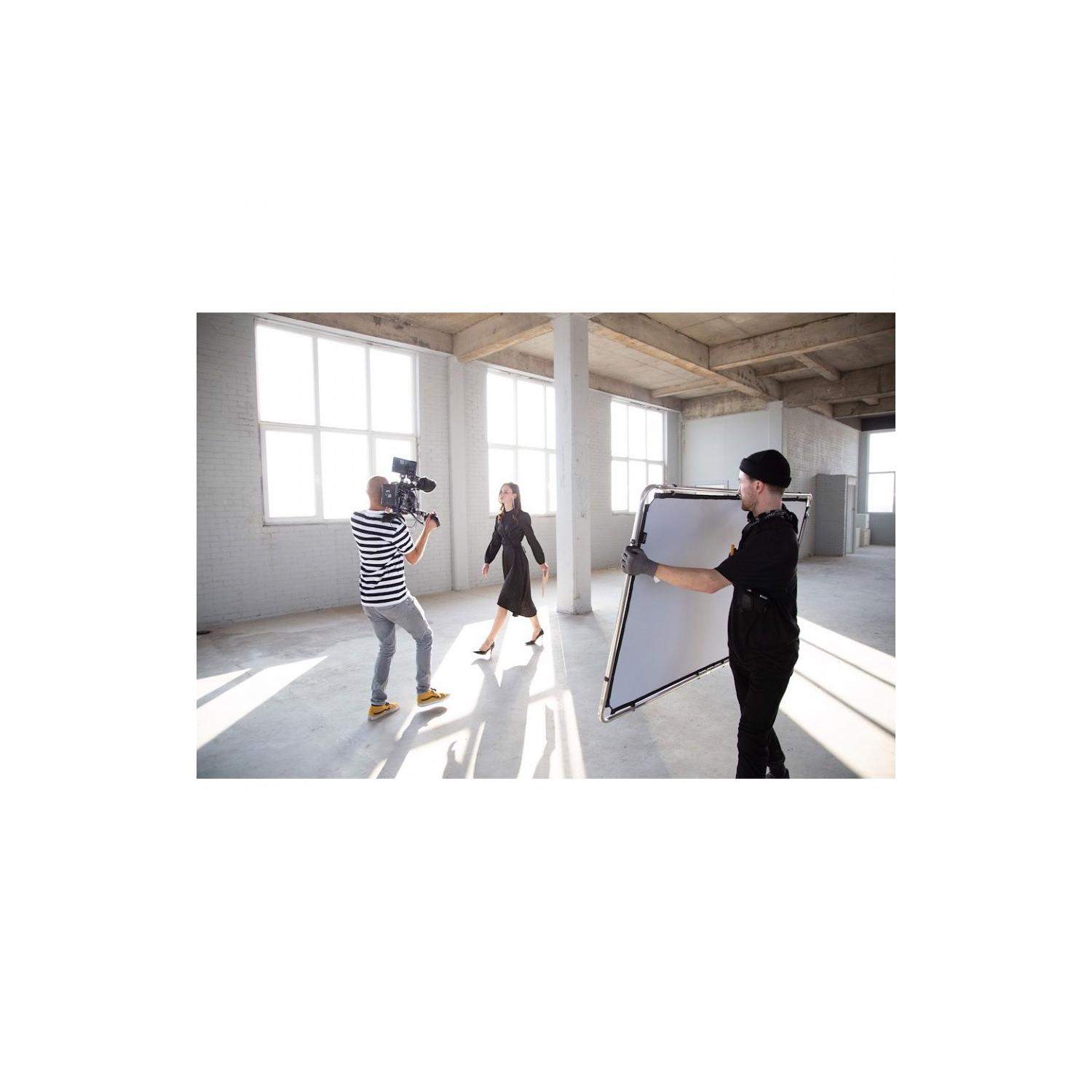 Manfrotto MLLC1201K (Pro Scrim All-In-One 1.1x2m) | Rama butterfly, tkanina czarna i dyfuzyjna -1.25EV, blenda Silver/White Manf