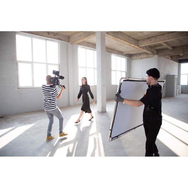 Manfrotto MLLC1201K (Pro Scrim All-In-One 1.1x2m) | Rama butterfly, tkanina czarna i dyfuzyjna -1.25EV, blenda Silver/White Manf