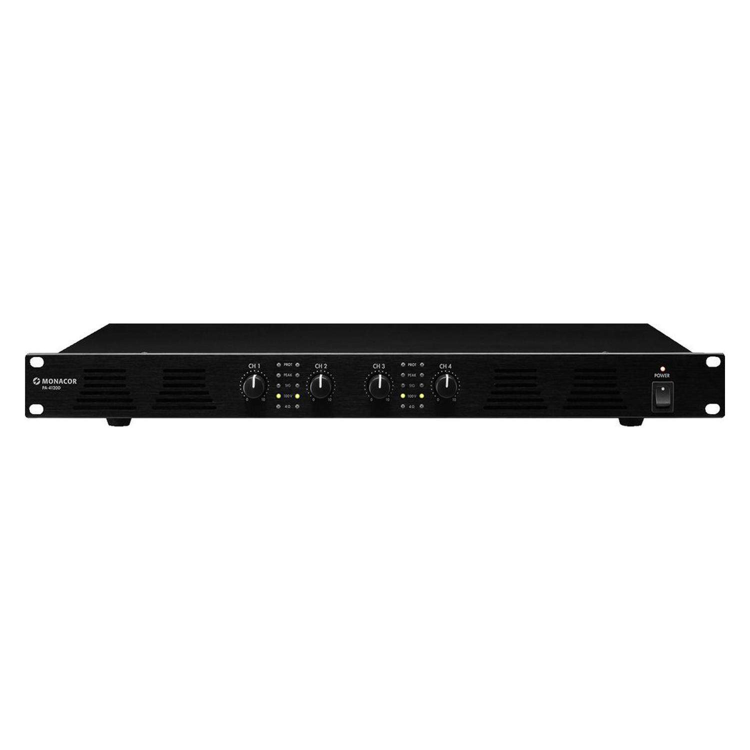 MONACOR PA-4120D | 4-kanałowy wzmacniacz cyfrowy 4x 120W RMS 100V Monacor - 1