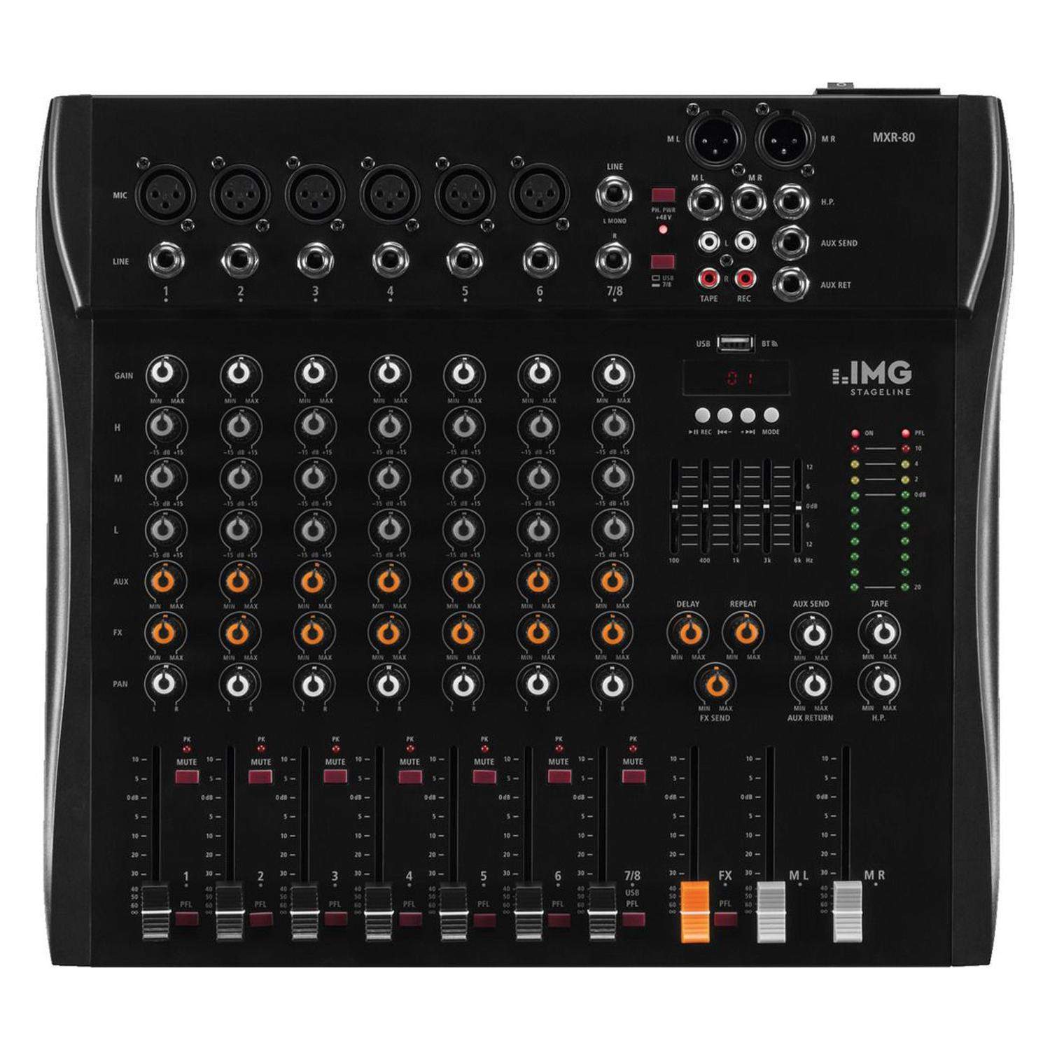 IMG StageLine MXR-80 | Mikser analogowy, 8-kanałowy, DSP, Odtwarzacz MP3, Bluetooth IMG Stageline - 1