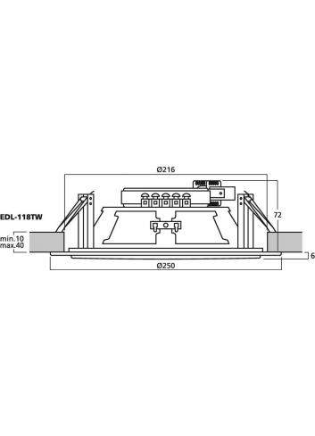 MONACOR EDL-118TW | Głośnik instalacyjny wpustowy 8" 100V Monacor - 1