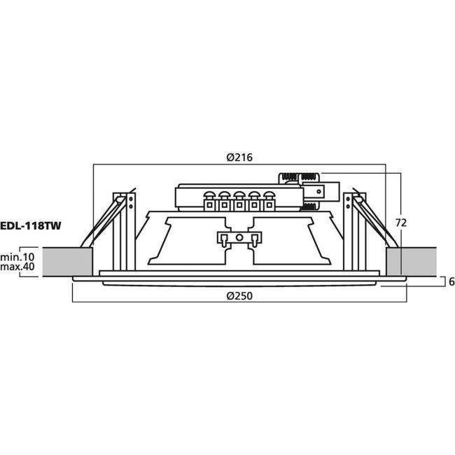 MONACOR EDL-118TW | Głośnik instalacyjny wpustowy 8" 100V Monacor - 2
