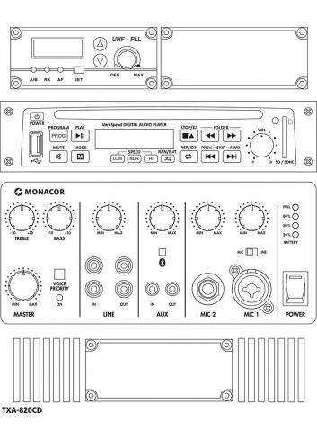 MONACOR TXA-820CD | Kolumna aktywna 8" z odbiornikiem UHF odtwarzaczem CD MP3 Bluetooth USB SD XLR Monacor - 1