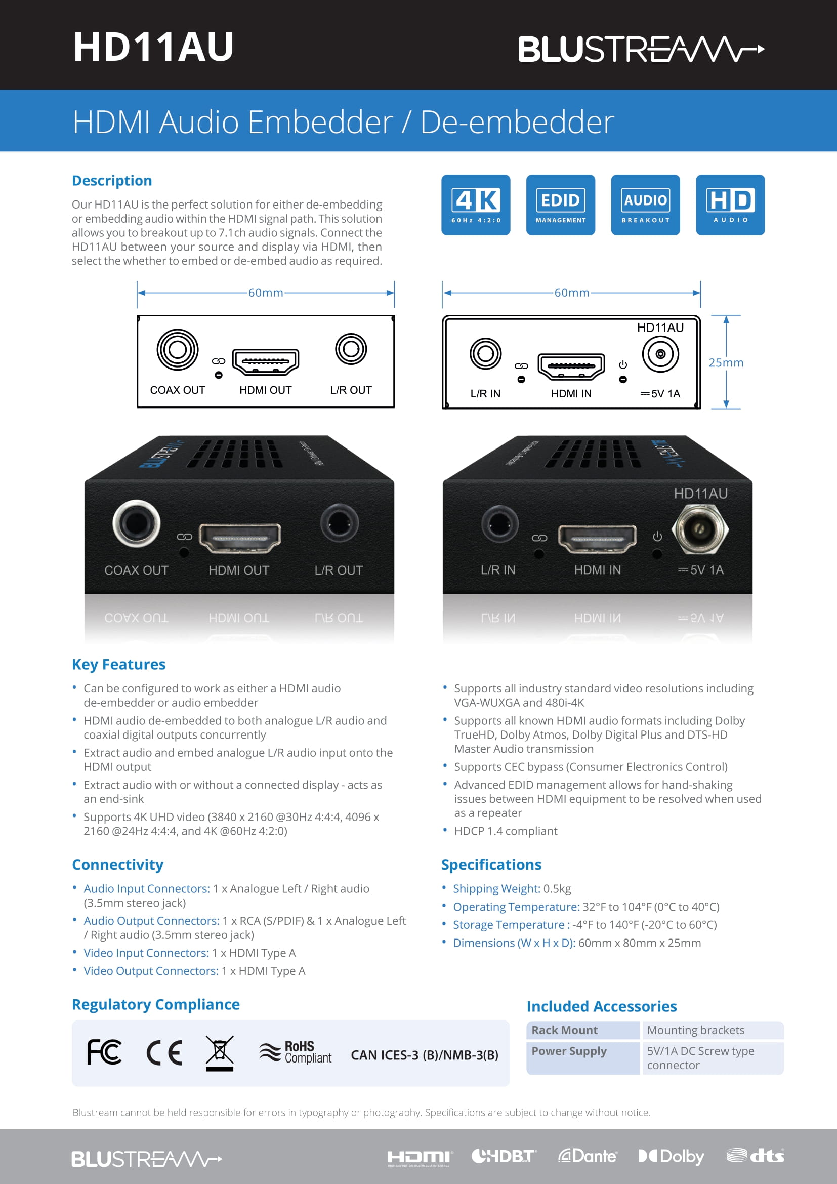 Blustream HD11AU-1